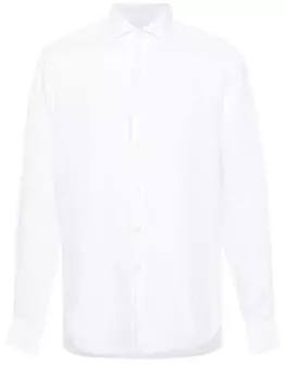 Льняная рубашка с косым воротником Dell'oglio, белый