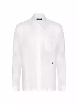 Льняная рубашка с логотипом Dolce&Gabbana