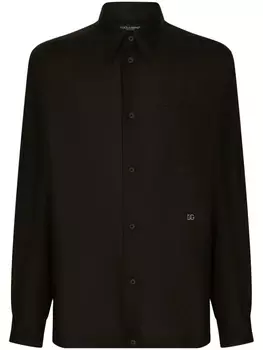 Льняная рубашка с логотипом Dolce & Gabbana, черный