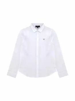Льняная рубашка с логотипом EMPORIO ARMANI