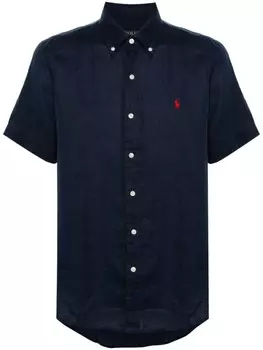 Льняная рубашка с логотипом Polo Pony Polo Ralph Lauren, синий