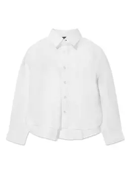 Льняная рубашка с логотипом Polo Pony Ralph Lauren Kids, белый