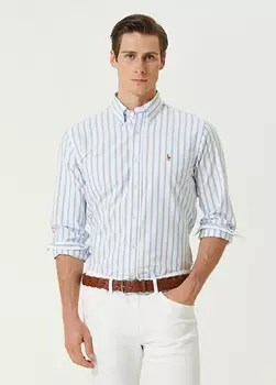 Льняная рубашка с логотипом Polo Ralph Lauren, оранжевый