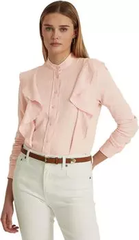 Льняная рубашка с оборками LAUREN Ralph Lauren, цвет Pale Pink