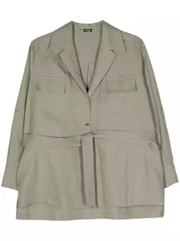 Льняная рубашка с поясом Kiton, зеленый