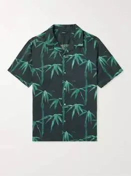 Льняная рубашка с принтом Irving Camp-Collar THEORY, черный