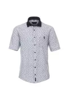 Льняная рубашка с принтом повседневный крой Casamoda, голубой