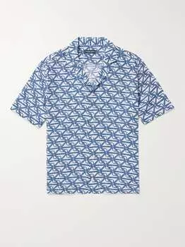 Льняная рубашка с принтом Roberto Camp-Collar Frescobol Carioca, синий