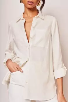 Льняная рубашка с пуговицами Lipsy, белый