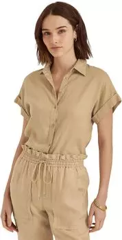 Льняная рубашка с рукавами «летучая мышь» LAUREN Ralph Lauren, цвет Spring Khaki