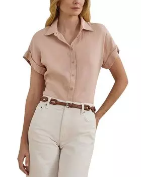 Льняная рубашка с рукавом долман на пуговицах, Regular & Petite Ralph Lauren, розовый