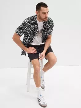 Льняная рубашка с узорами Gap, черный