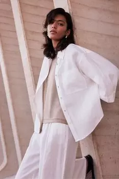 Льняная рубашка с воротником Mint Velvet, белый