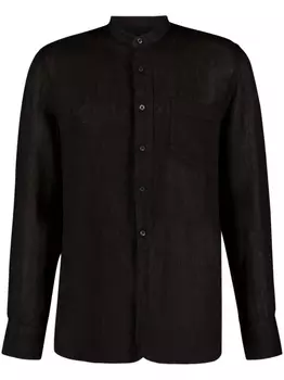Льняная рубашка с воротником-стойкой 120% Lino, черный