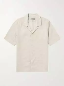 Льняная рубашка с воротником-стойкой CANALI, бежевый