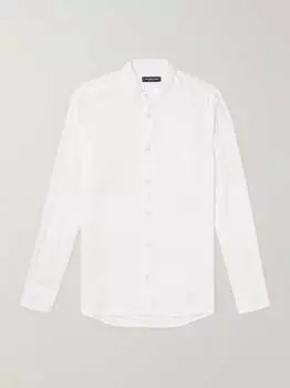 Льняная рубашка с воротником-стойкой Jorge Grandad Frescobol Carioca, белый