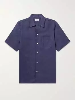 Льняная рубашка с воротником-стойкой Kingsman, синий