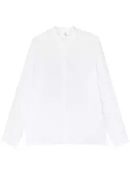 Льняная рубашка с воротником-стойкой Transit, белый