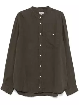 Льняная рубашка с воротником-стойкой Woolrich, зеленый