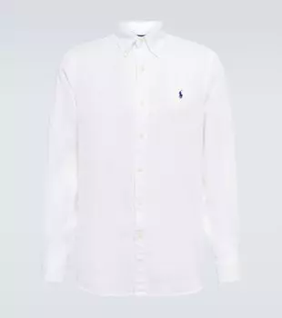 Льняная рубашка с вышивкой Polo Ralph Lauren, белый