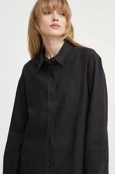 Льняная рубашка Samsoe Samsoe, черный