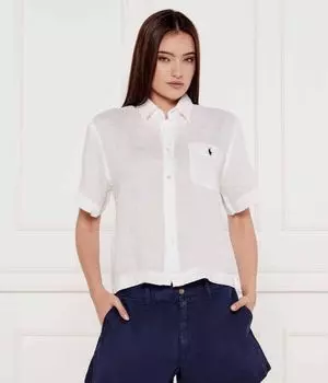 Льняная рубашка Sayna Cropped fit Polo Ralph Lauren, белый
