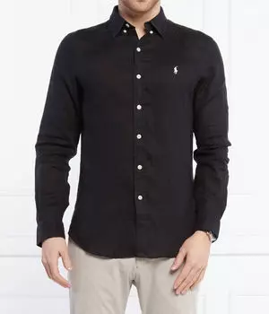 Льняная рубашка Slim Fit Polo Ralph Lauren, черный
