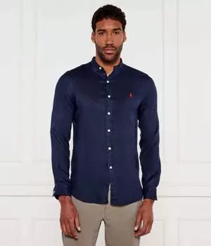 Льняная рубашка Slim fit Polo Ralph Lauren, синий