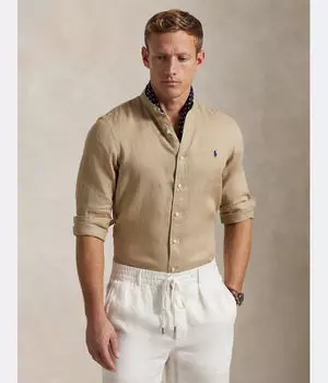 Льняная рубашка Slim fit Polo Ralph Lauren, желтый