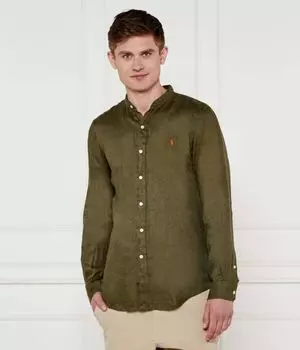 Льняная рубашка Slim fit Polo Ralph Lauren, серый