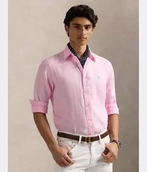 Льняная рубашка Slim fit Polo Ralph Lauren, розовый