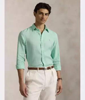 Льняная рубашка Slim fit Polo Ralph Lauren, зеленый