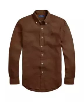 Льняная рубашка современного кроя, легкая Ralph Lauren, коричневый