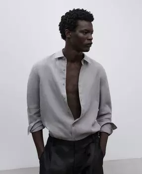 Льняная рубашка стандартного кроя Adolfo Dominguez, серый