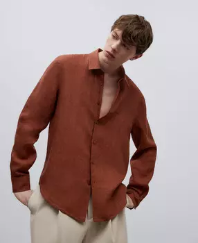 Льняная рубашка стандартного кроя Adolfo Dominguez, бордовый