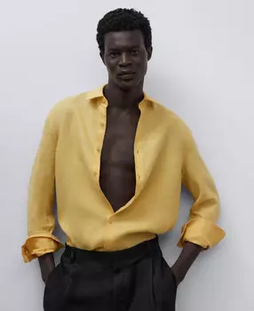 Льняная рубашка стандартного кроя Adolfo Dominguez, желтый