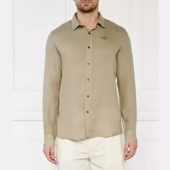 Льняная рубашка стандартного кроя Aeronautica Militare, хаки