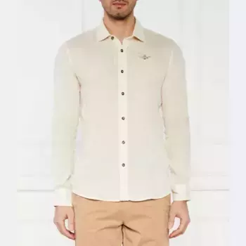 Льняная рубашка стандартного кроя Aeronautica Militare, экрю