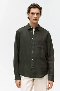 Льняная рубашка стандартного кроя Arket, зеленый