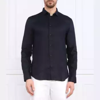 Льняная рубашка стандартного кроя Armani Exchange, синий