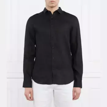 Льняная рубашка стандартного кроя Armani Exchange, черный