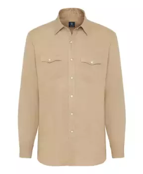 Льняная рубашка стандартного кроя Boggi Milano, бежевый