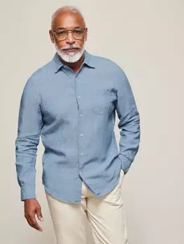 Льняная рубашка стандартного кроя John Lewis синяя