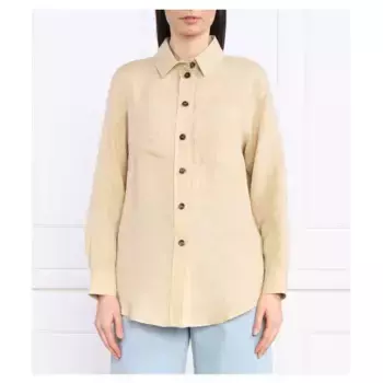 Льняная рубашка стандартного кроя Marella, бежевый