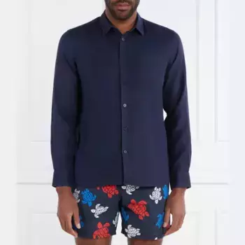 Льняная рубашка стандартного кроя Vilebrequin, синий