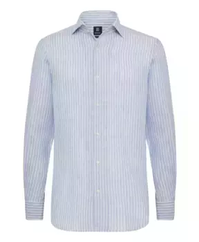 Льняная рубашка стандартного кроя в полоску Boggi Milano, синий