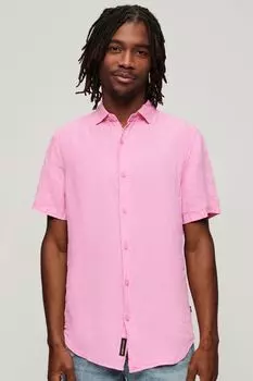 Льняная рубашка Studios с короткими рукавами в повседневном стиле Superdry, розовый