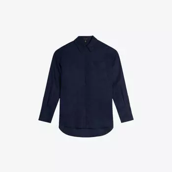 Льняная рубашка свободного кроя Dorahh с длинными рукавами Ted Baker, темно-синий