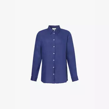 Льняная рубашка свободного кроя с длинными рукавами Aspiga, синий