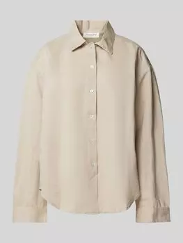 Льняная рубашка свободного кроя с застежкой на пуговицы по всей длине Christian Berg Woman, бежевый